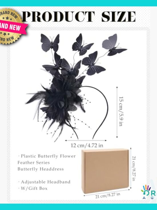Elegant Butterfly Fascinator Headband Feather Tea Hat Derby Party Accessory main image 4